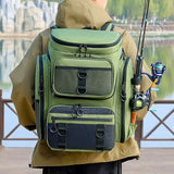NNEOBA Tackle Backpack with Rod Holders Camping Green