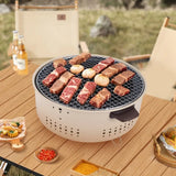 NNEOBA Round Charcoal BBQ Grill Stove White