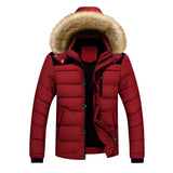 NNEOBA Men's Thick Hooded Winter Parka Jacket Coat (Red)