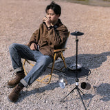 NNEOBA Round Aluminum Alloy Camping Table with Tripod and Storage Bag