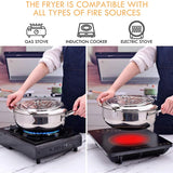 NNEOBA 24cm Deep Frying Pot with Thermometer and Lid Silver