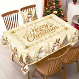Vintage Gold Merry Christmas Tablecloth