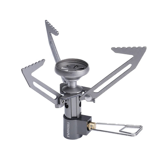 NNEOBA Ultralight Titanium Gas Stove Compact Windproof Camping Burner Silver
