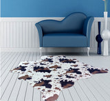NNEOBA 1x Cow Printed Carpet Velvet Faux Leather Carpet Animal Fur Printed Living Room Coffee Table Carpet Non-slip Mat