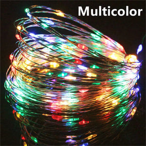 NNEOBA 30M USB LED String Lights Copper Silver Wire Garland Light Waterproof - Multicolor