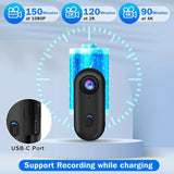 NNEOBA 4K Mini Action Body Camera Thumb-Sized with 32GB TF Card Black