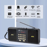 NNEOBA Portable FM Radio Bluetooth Speaker Black