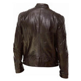 NNEOBA Men's PU Motorcycle Leather Jacket Slim Fit Zipper