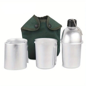 NNEOBA 4-Piece Military Cookware Set Silver