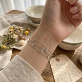 14K Gold Filled Four-Leaf Clover Double Chain Bracelet – 2mm Certified Moissanite Bracelet for Women