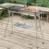 NNEOBA Portable Outdoor Stainless Steel Charcoal Grill Foldable BBQ Tool Silver