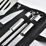 NNEOBA 9-Piece Stainless Steel BBQ Grill Tool Set Silver