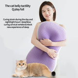 NNEOBA Super Soft Cat Belly Pillow Cervical Support Sleep Aid Cushion Purple
