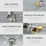 NNEOBA Mini Adjustable Camping Gas Stove Cookout Burner Silver