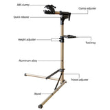 NNEOBA Adjustable Aluminum Bike Repair Stand with Foldable Storage Gold