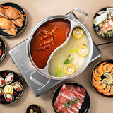NNEOBA 32cm 316 Stainless Steel Twin Divided Hot Pot Silver