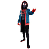 Miles Morales Cosplay Costumes for Men 3D Printing Zipper Jacket Anime Hoodies Green Hooded Sweatshirts Halloween Clothing
