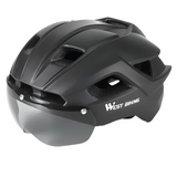 NNEOBA Ultralight Cycling Helmet with Magnetic Goggles LED Taillight Titanium