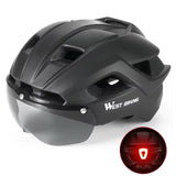 NNEOBA Ultralight Cycling Helmet with Magnetic Goggles LED Taillight Titanium