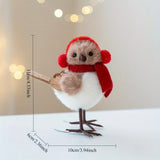 3Pcs Christmas Foam Bird Ornaments with Red Santa Hats and Scarves