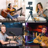 NNEOBA USB Streaming Microphone Kit Cardioid Condenser with Boom Arm