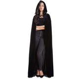 Velvet Hooded Grim Reaper Cloak – Black Long Unisex Cape