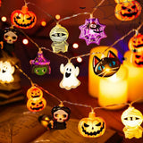 Halloween LED String Lights 1.5M – Pumpkin, Ghost & Spider Web Hanging Lantern Decoration for Home & Outdoor Party Décor