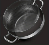 NNEOBA 28cm Non-Stick Frying Pan with Honeycomb Bottom Glass Lid Silver