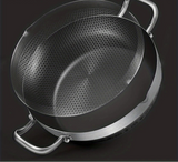 NNEOBA 30cm Stainless Steel Non-Stick Frying Pan with Glass Lid Silver