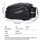 NNEOBA 14L Bicycle Hard Shell Hunch Waterproof PU Bike Tail Bag Black