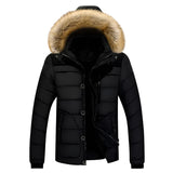 NNEOBA Men's Thick Hooded Winter Parka Jacket Coat (Black)