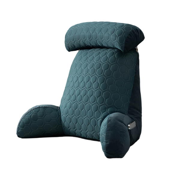 NNEOBA Bed Reading Pillow with Arms Backrest Cushion with Neck Support Blue