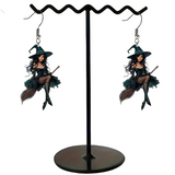 2D Acrylic Halloween Witch Earrings