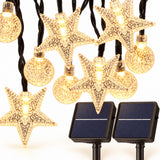 12M 100-LED Solar String Lights Warm Light Crystal Ball & Star
