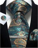 100% Silk Paisley Floral Men's Tie Set