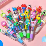 Cute Cartoon Four-Colour Pen Set Multicolour 10 Pcs