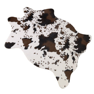 NNEOBA 1x Cow Printed Carpet Velvet Faux Leather Carpet Animal Fur Printed Living Room Coffee Table Carpet Non-slip Mat
