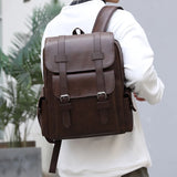 NNEOBA PU Leather Laptop Backpack Dark Brown