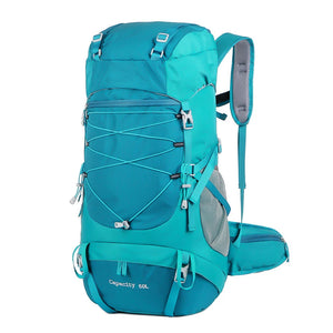 NNEOBA 50L Hiking Backpack with Rain Cover Waterproof Rucksack Blue