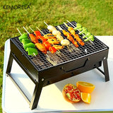 NNEOBA Portable Charcoal BBQ Grill Stainless Steel Mini Outdoor Cooking Kit (Black)