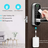 NNEOBA Smart Fingerprint Door Lock with App Control & IC Cards (Waterproof)