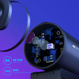 NNEOBA 4K Webcam with Tripod Autofocus Streaming Black