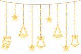 3.5M Warm White LED Tree Deer Bell Christmas Curtain String Lights