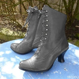 Women's Lace-Up High Heel Ankle Boots