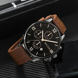 NNEOBA 4pcs Men's Quartz Watch Set with Bracelets (Coffee)