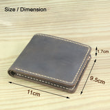 Handmade Genuine Leather Bifold Wallet with Zip Pocket