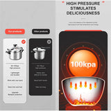 NNEOBA 7L Heavy-Duty Aluminum Pressure Cooker Explosion-Proof Design Silver