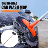 NNEOBA Rotating Car Wash Mop Brush–3-Section Telescopic Double Head Orange