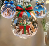 Christmas Dog Wooden Hanging Ornament Set 8Pcs Flat 2D
