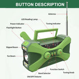 NNEOBA Solar Hand Crank Emergency Radio Green